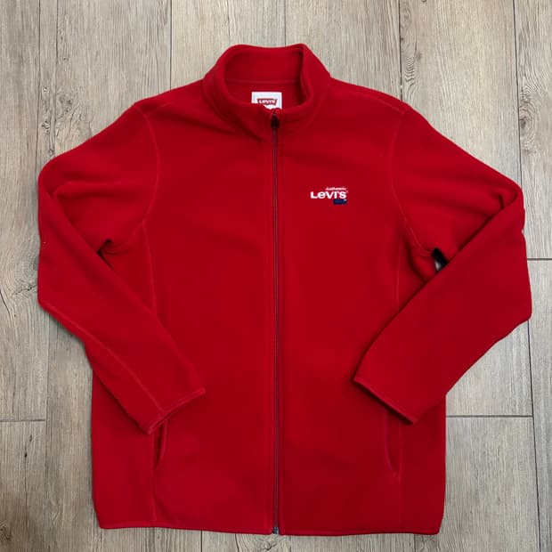 리바이스 어센틱 로고 레드 후리스 m