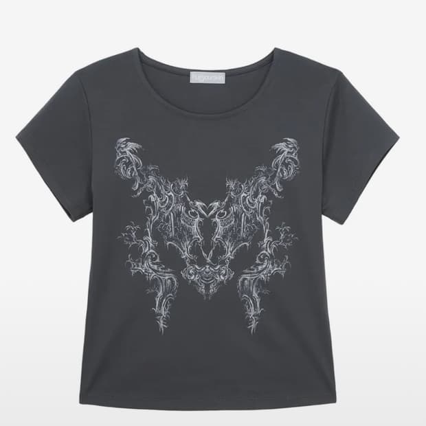 허그유어스킨 로코코 반팔 티셔츠 차콜 챠콜