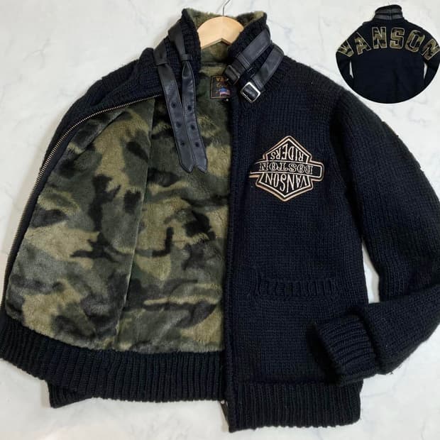 (판매) 밴슨 레더 코위찬 무스탕 vanson leather 니트집업