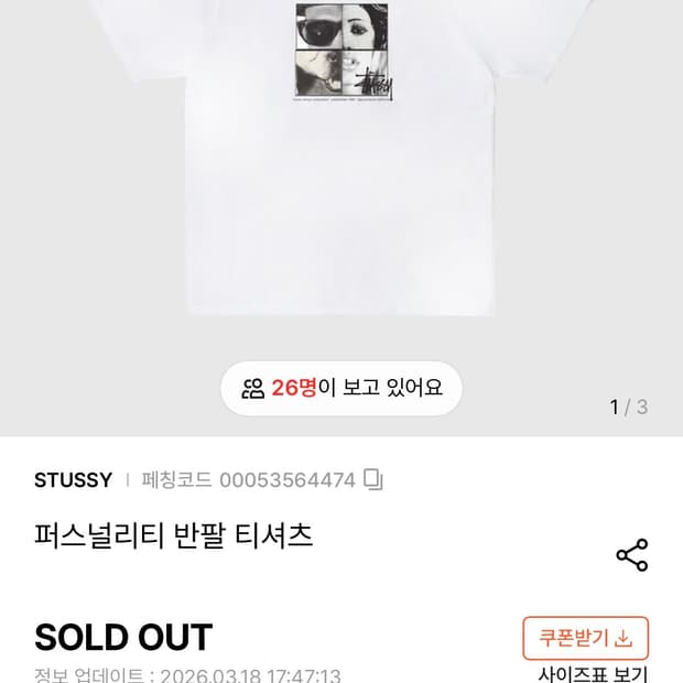 스투시 퍼스널리티 티셔츠 새상품 L