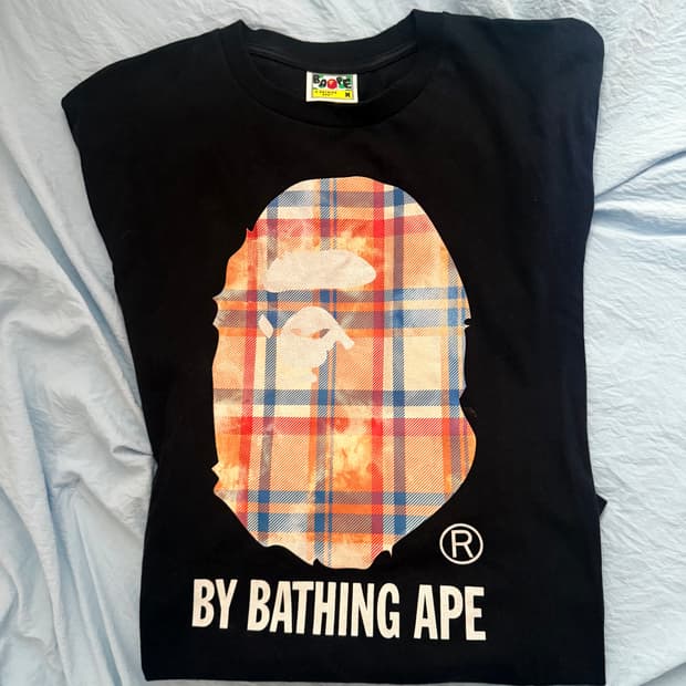베이프 블리치드 베이프 체크 바이 베이싱 에이프 티셔츠