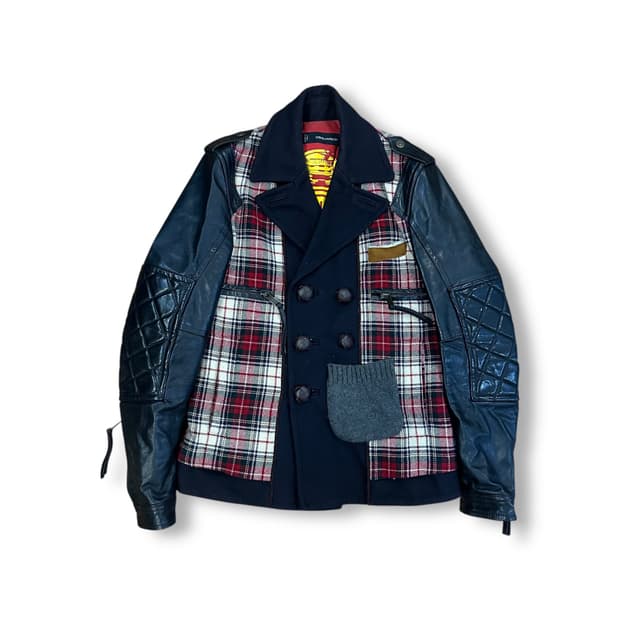 디스퀘어드2 믹스레더 체크 자켓
