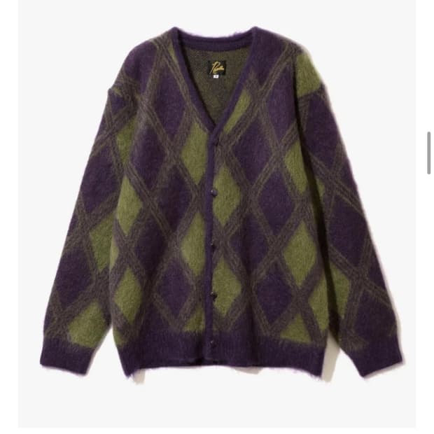 니들스 모헤어 아가일 가디건