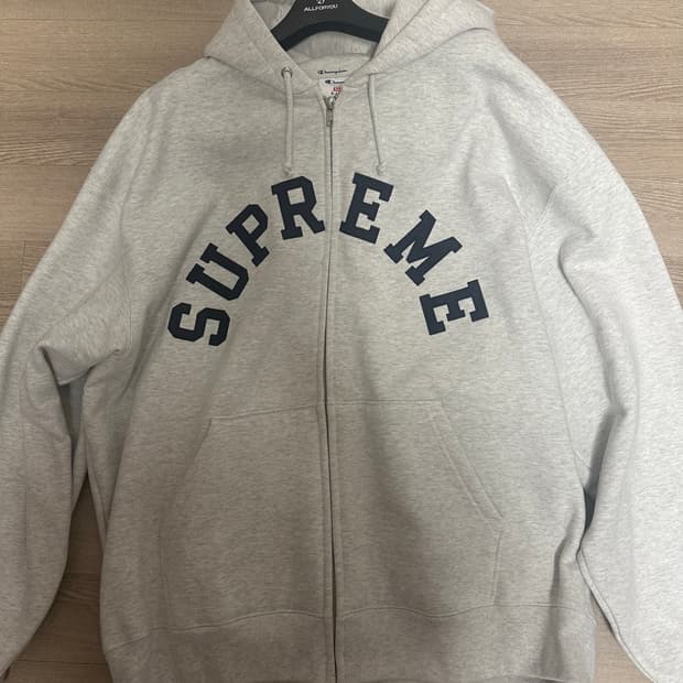 슈프림 x 챔피온 집업 후드 스웨트셔츠 애쉬 그레이 24ss XL