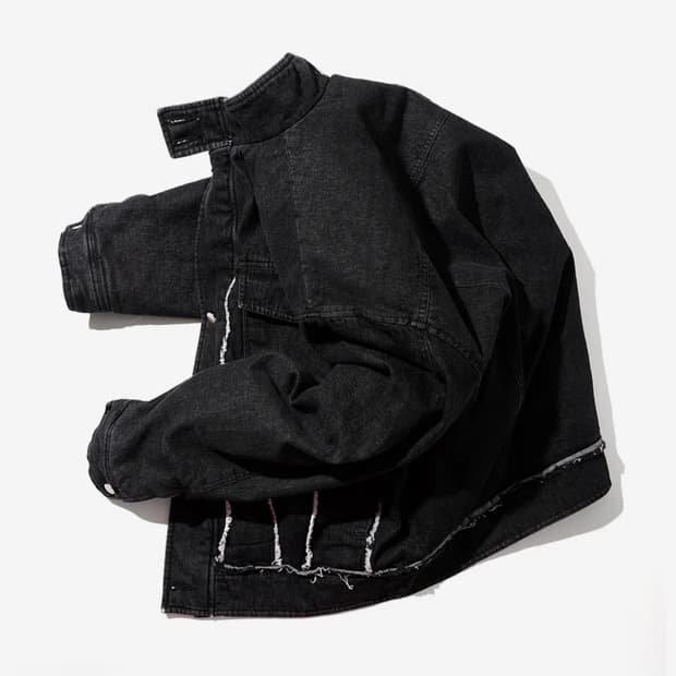 논플로어 패디드 데님 워시드 자켓