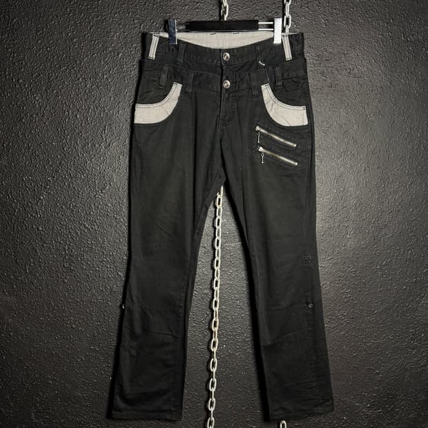 Black Zip Contrast Pants