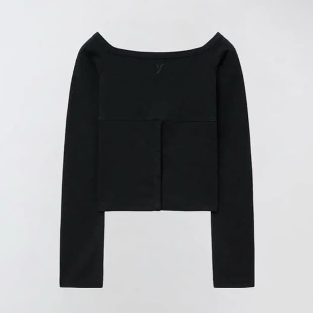 yuse 유즈 OFF SHOULDER COLOR BLOCK TOP블랙