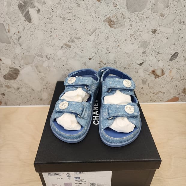샤넬 벨크로 데님 스트랩 샌들 G35927 35.5