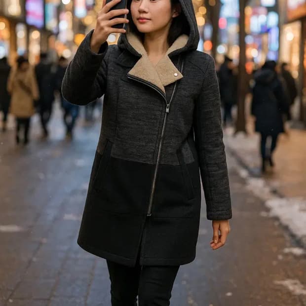 시스템 한섬 정품 보아퍼 누빔 후드코트