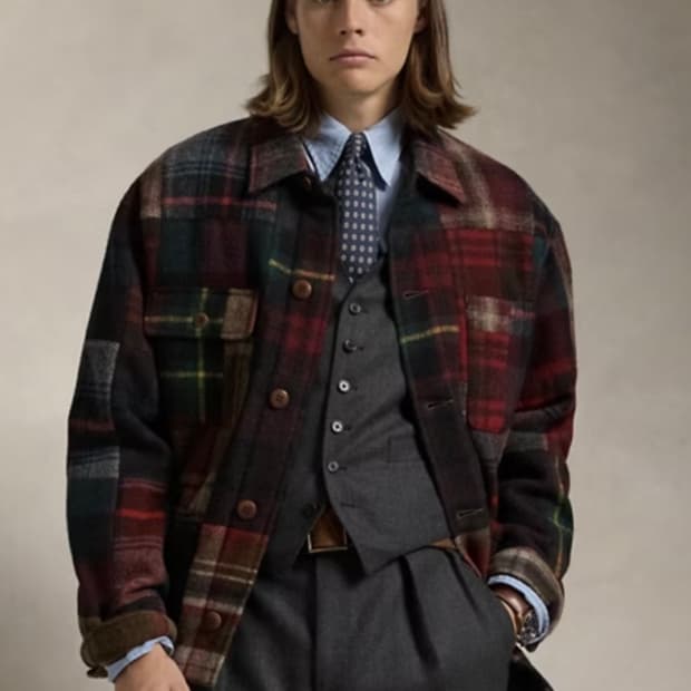 폴로 랄프로렌 플래드 패치워크 울 자켓 xl