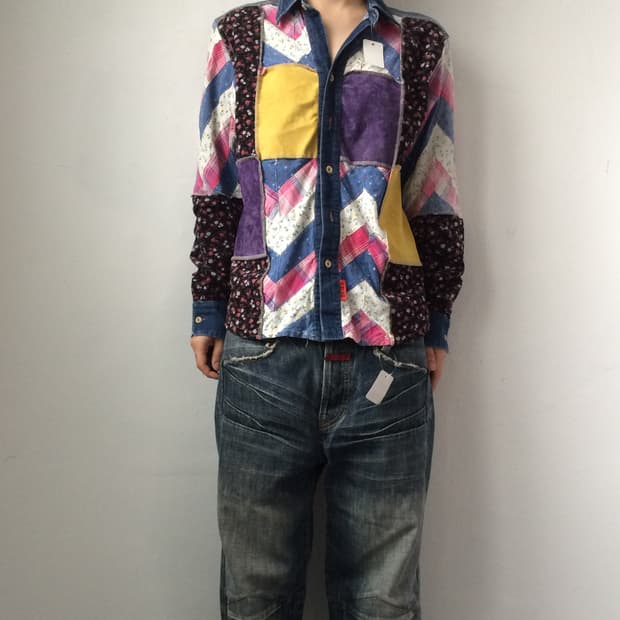 Patch work pattern shirt