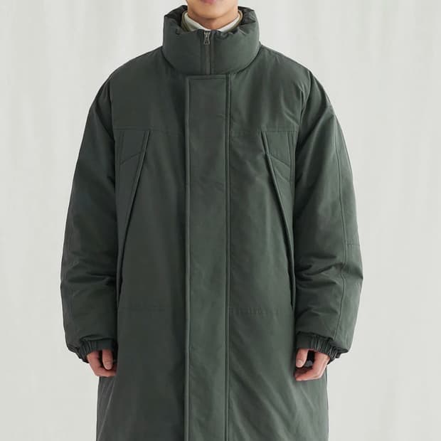 [M]멜란지 마스터 오버핏 몬스터 파카 패딩 카키그레이