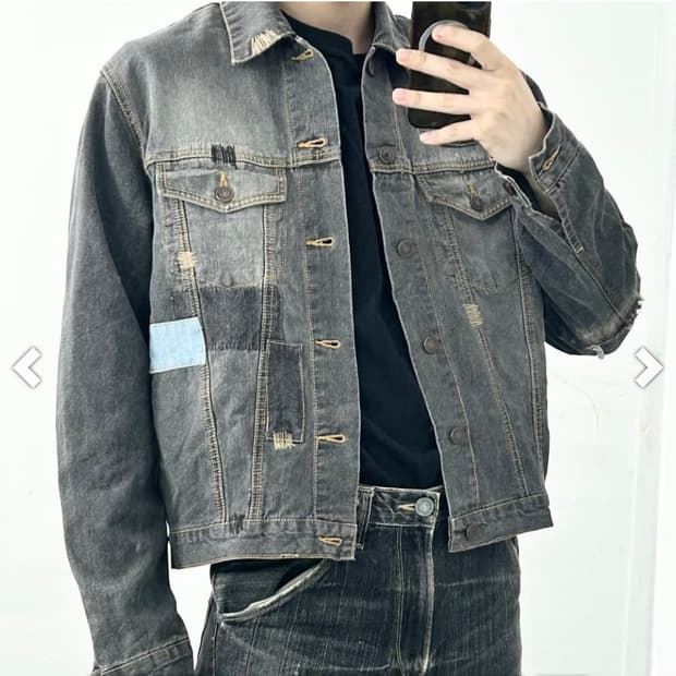 나일라우스 크롭 데님 청자켓 남자100