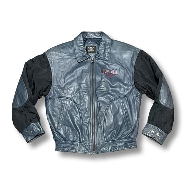 [L] 90s 빈티지 아디다스 올드스쿨 소가죽 봄버 블루종 자켓