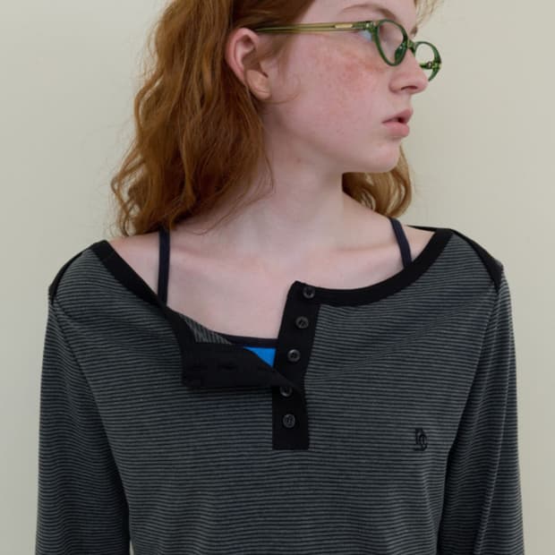 노컨텐츠 boatneck stripe t_black