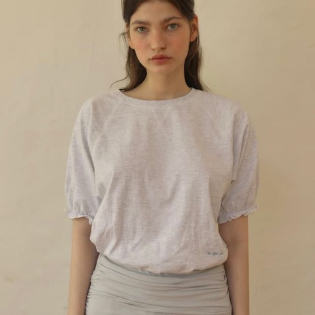 Ouro 아우로 PUFF SHIRRING T-SHIRTS [MELANG]