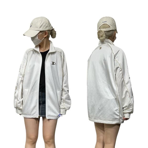 챔피온 오버핏 화이트 트랙탑 져지 L
