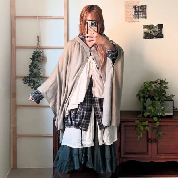 코코모리 빈티지 모리걸 하구미 케이프 코디 세트