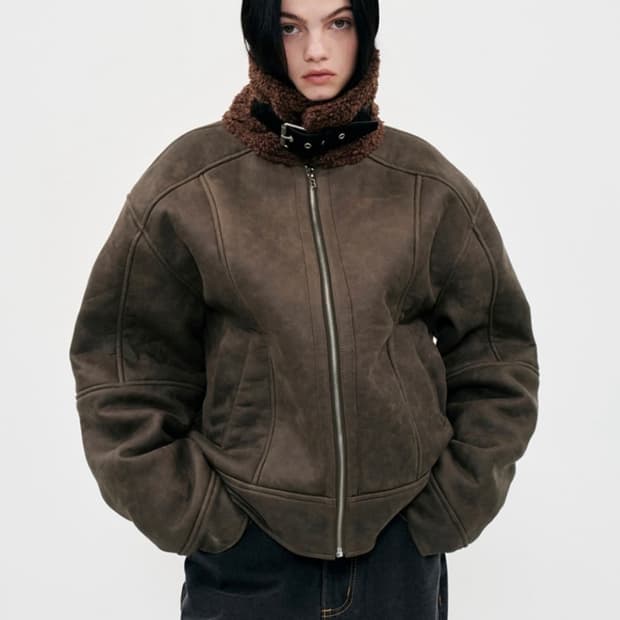 밀로 우먼 빈티지 크랙 시어릿 자켓 무스탕