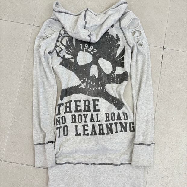 해골 데미지 후드집업