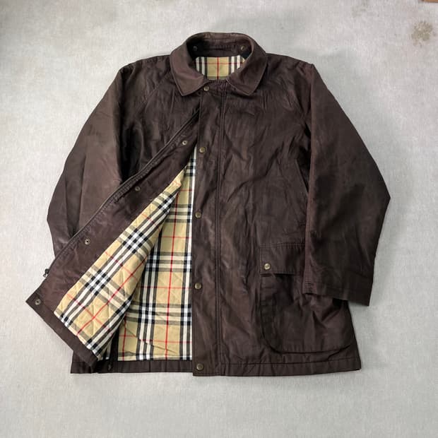 100 버버리 90s 왁스 자켓