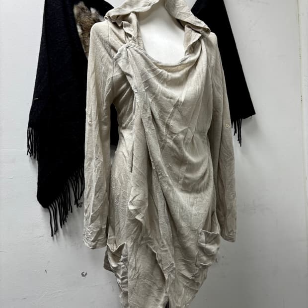 “Vintage”Draped Hoodie Cardigan