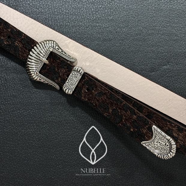 🌗 Leopard western belt / 호피 송치털 웨스턴 벨트