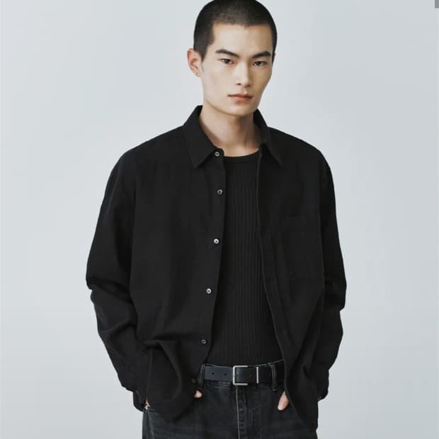PINTER CROP GAUZE SHIR T 「BLACK] S