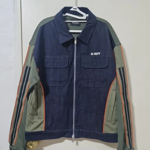 NERDY 널디 데님 믹스 트랙 탑 트레이닝 자켓 L (무신사)