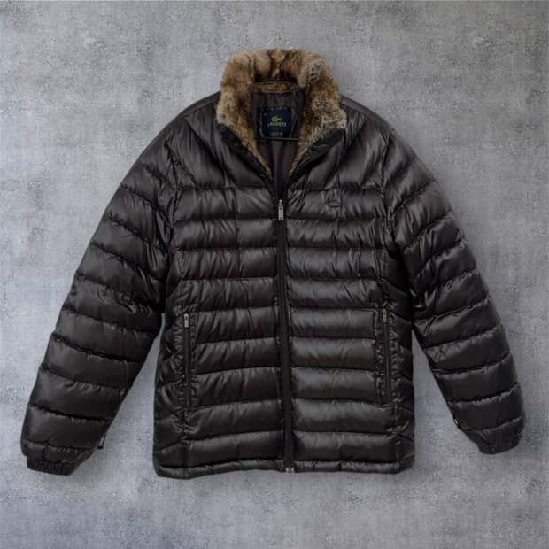 라코스테 Lacoste 딥브라운 넥 퍼 덕다운 패딩 48(95)