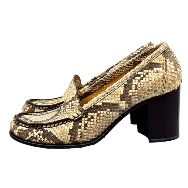  Patrick Cox Python Heeled Loafers/ 37.5