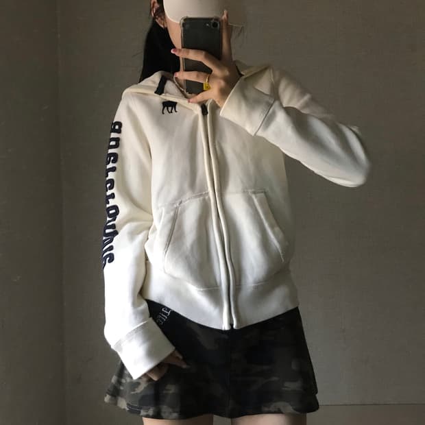 아베크롬비 아이보리 후드집업