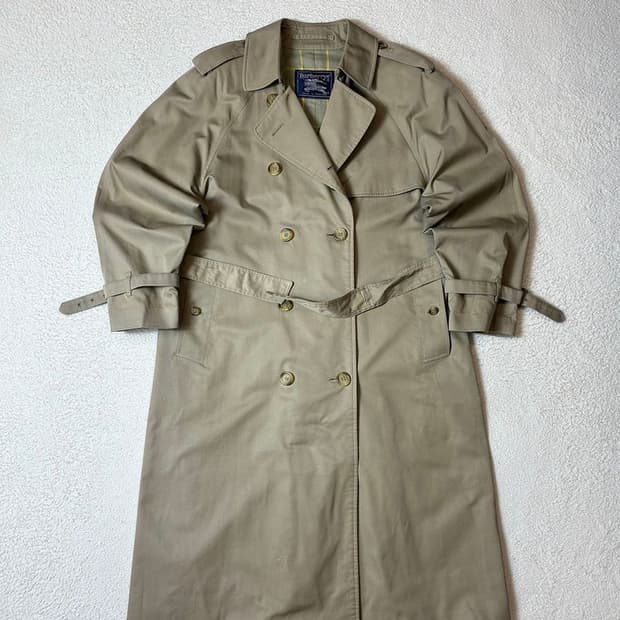 버버리 90's 재팬 벨티드 견장 롱 트렌치 코트 PN7565
