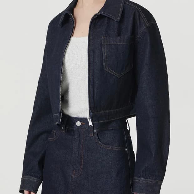 무신사 우먼즈 릴렉스드 크롭 데님 집업 재킷 [딥 인디고] s