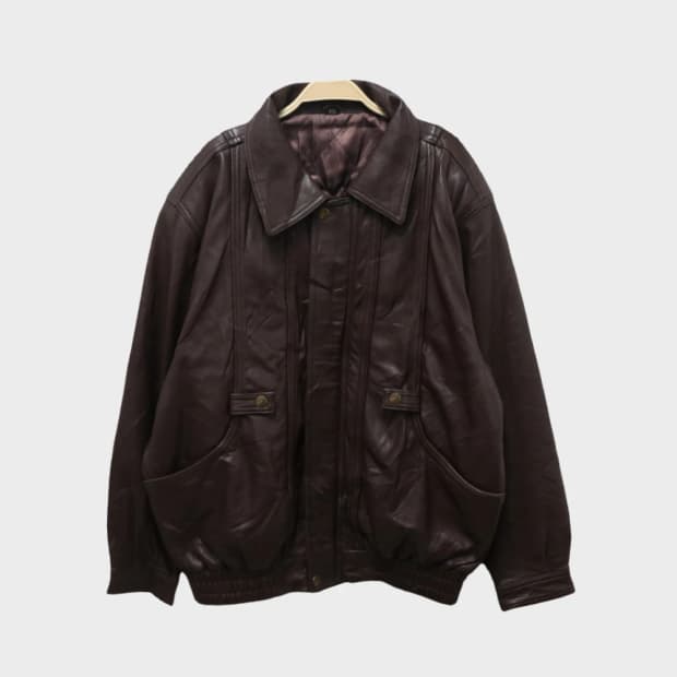 브라운 포켓 포인트 가죽 자켓 60235