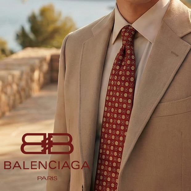 발렌시아가 실크 레드 패턴 넥타이 9.8cm A+등급 A19333
