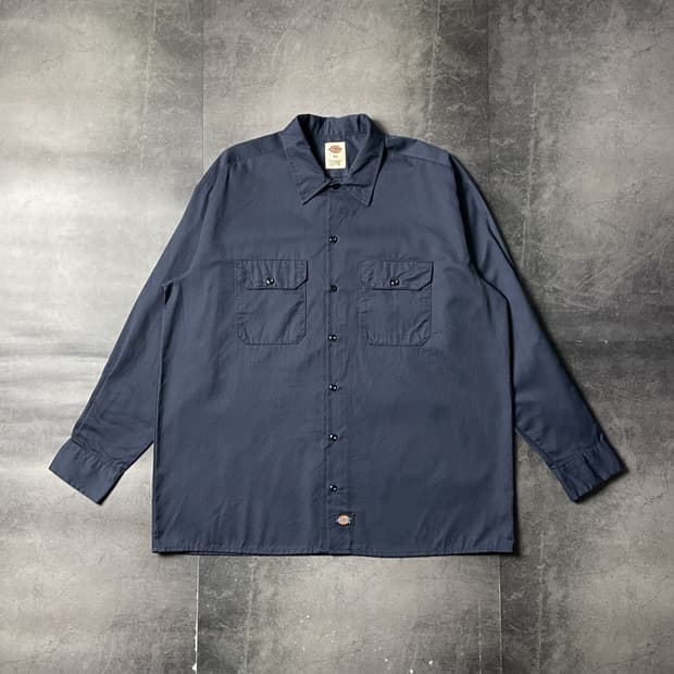 DICKIES 디키즈 빈티지 네이비 플랩포켓 워크 셔츠 A00898