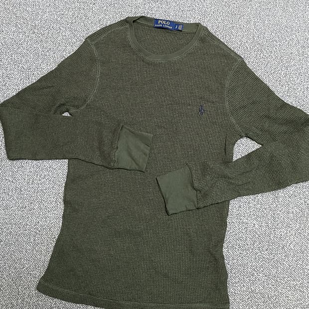폴로 랄프로렌 와플 긴팔 티셔츠  올리브 S  80