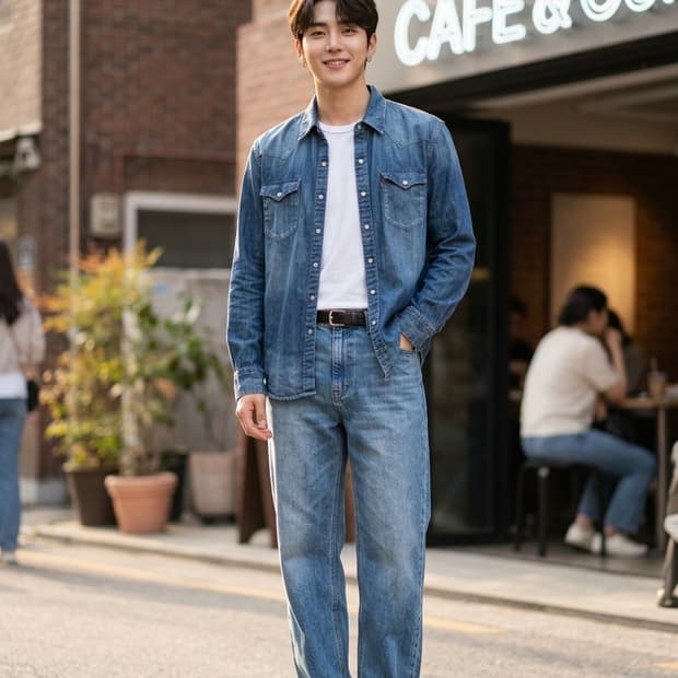 리바이스 웨스턴 스냅 데님 셔츠 청남방