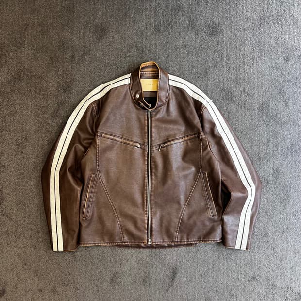 LANE 빈티지 레더 레이싱 자켓
