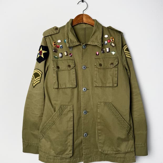 빈티지 주얼리 트리밍 밀리터리 셔츠