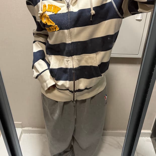 후아유 스트라이프 후드집업 xl