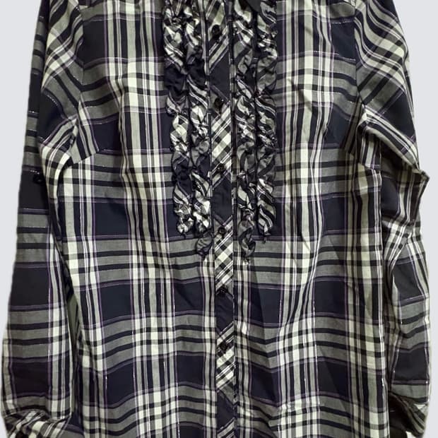 퍼플 프릴 셔츠