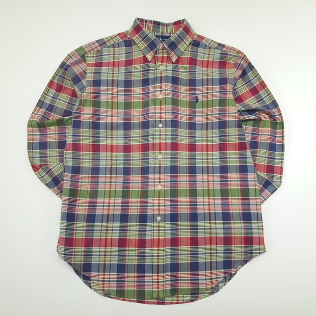 CN864 L 폴로 랄프로렌 클래식 매드라스 체크 긴팔 셔츠 남방