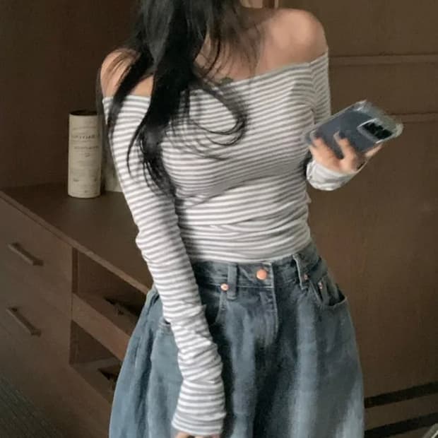 에이블리 룩스유 단가라 오프숄더