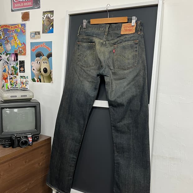 00s Levis 리바이스 514 슬림 스트레이트핏 흑청 데님 팬츠