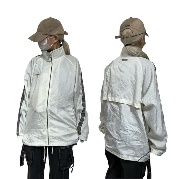 헤드 화이트 블랙 사이드 라인 바람막이 오버핏 올드스쿨 트랙 자켓 L