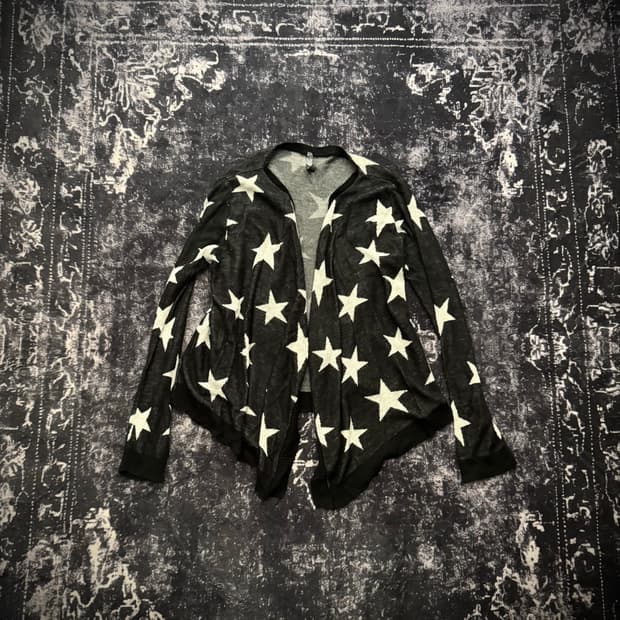 Star print black cardigan