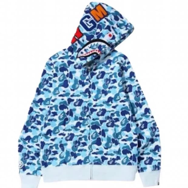 (정품) 실사O BAPE 베이프 ABC 카모 샤크 후드 후드집업 블루 M
