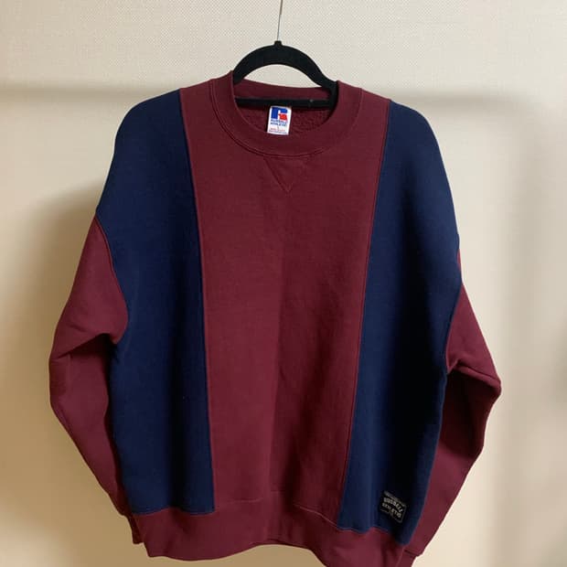 빈티지 90s USA 러셀 와인 네이비 투톤 스웻셔츠 L